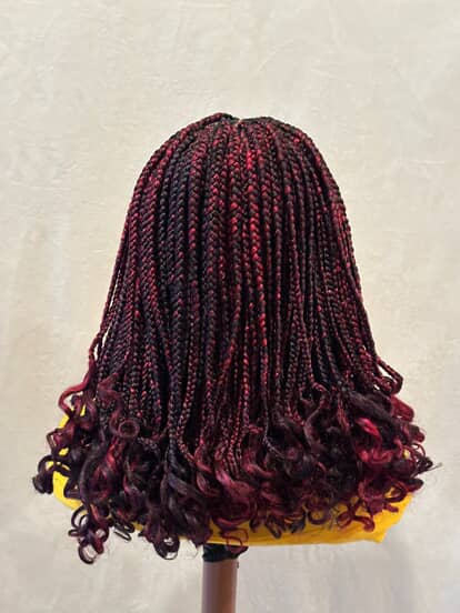 Black And Red Braided Bob