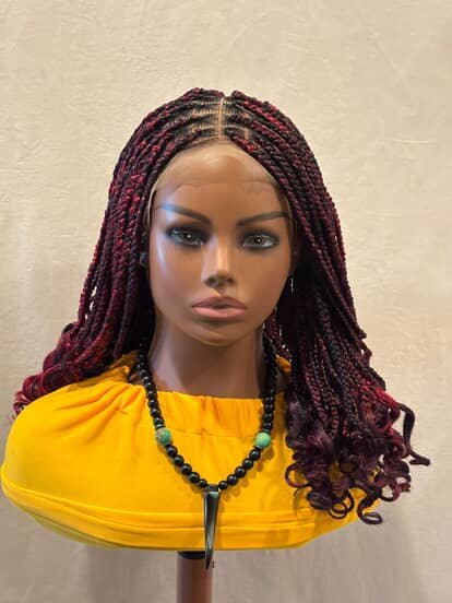 Black And Red Braided Bob