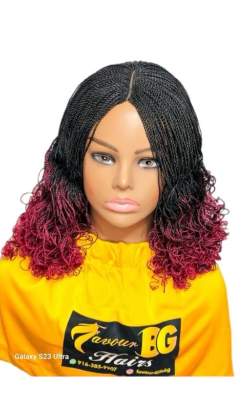 Black and Burgundy Twist Curly Braid