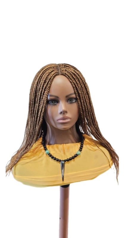 Brown Box Braids w/ Plaited Top