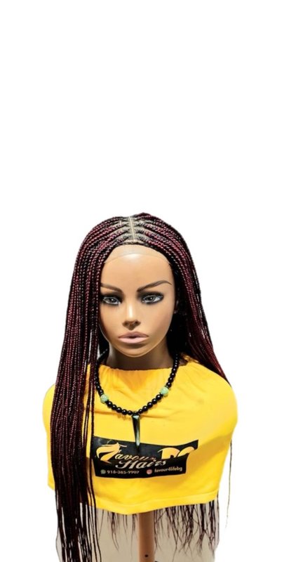 Jet Black and Burgundy Knotless Braid