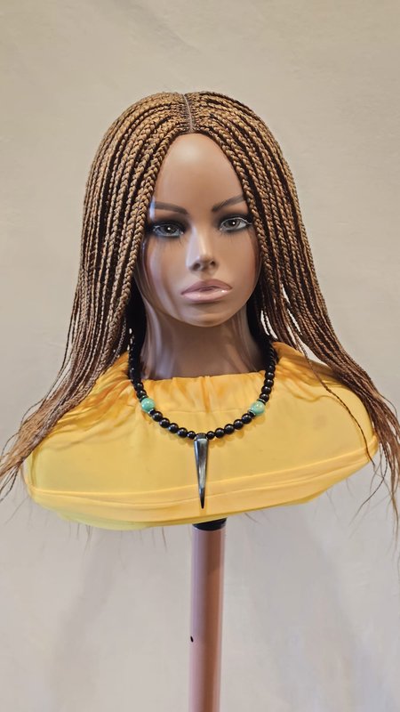 Brown Box Braids w/ Plaited Top